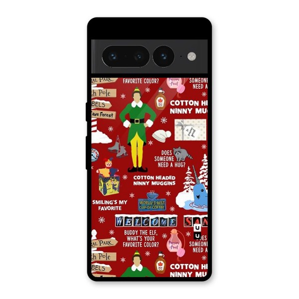 Christmas Doodles Glass Back Case for Google Pixel 7 Pro