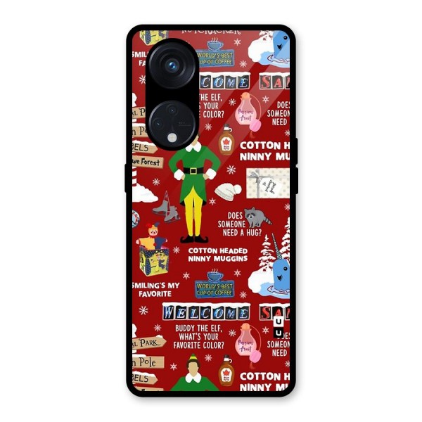 Christmas Doodles Glass Back Case for Reno8 T 5G