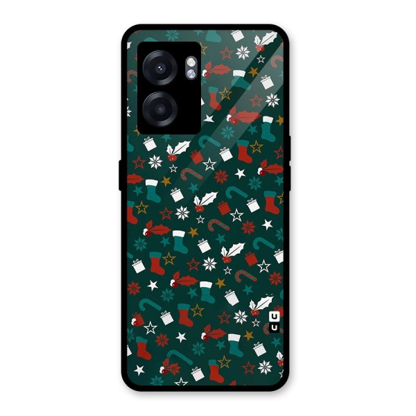 Christmas Pattern Design Glass Back Case for Oppo K10 (5G)