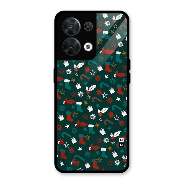 Christmas Pattern Design Glass Back Case for Oppo Reno8 5G