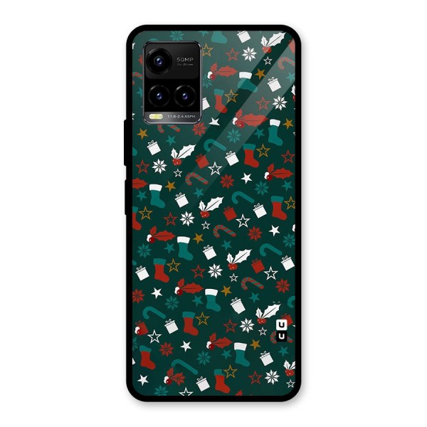 Christmas Pattern Design Glass Back Case for Vivo Y21 2021