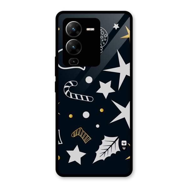 Christmas Special Pattern Glass Back Case for Vivo V25 Pro