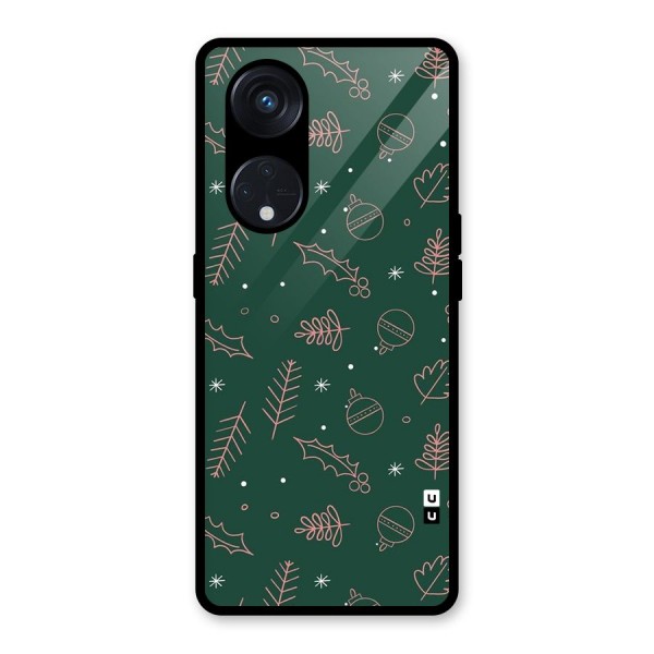 Christmas Vibes Leaves Glass Back Case for Reno8 T 5G