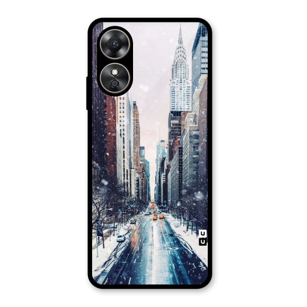 City Snow Glass Back Case for Oppo A17