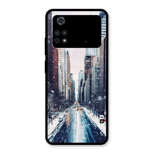 City Snow Glass Back Case for Poco M4 Pro 4G