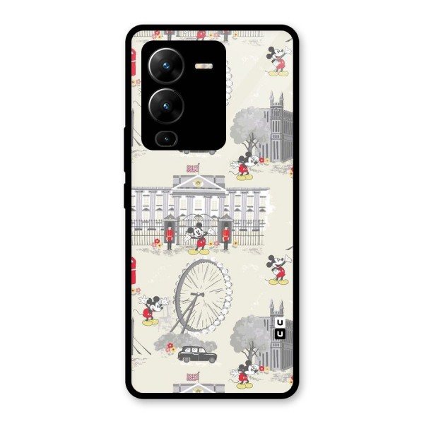 City Tour Pattern Glass Back Case for Vivo V25 Pro