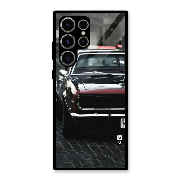 Class Vintage Car Glass Back Case for Galaxy S23 Ultra