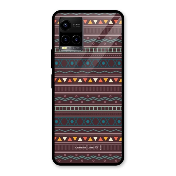 Classic Aztec Pattern Glass Back Case for Vivo Y21 2021