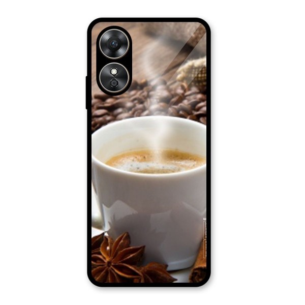 Classic Coffee Beans Glass Back Case for Oppo A17