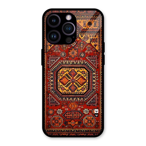 Classic Luxury Carpet Pattern Glass Back Case for iPhone 14 Pro Max