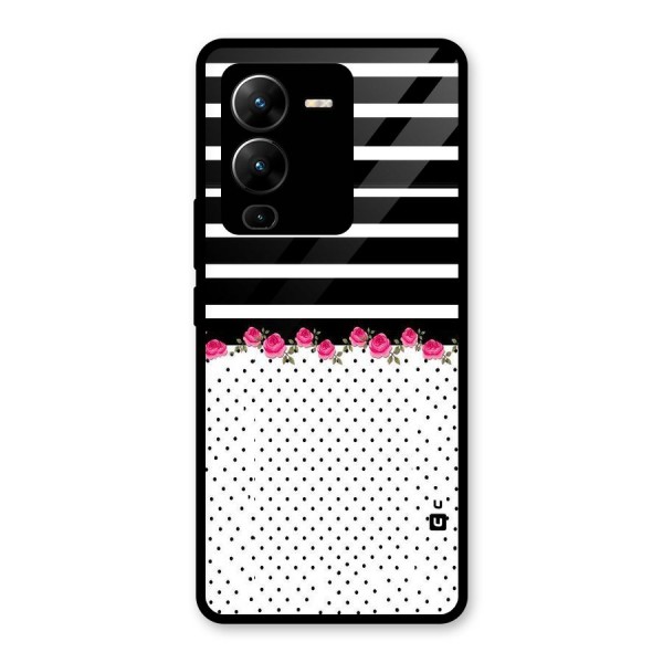 Classic Polka Stripes Glass Back Case for Vivo V25 Pro