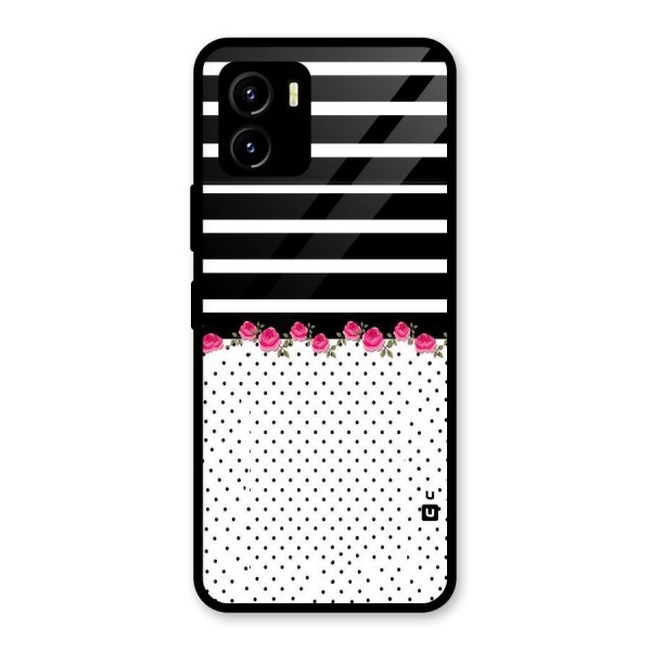 Classic Polka Stripes Glass Back Case for Vivo Y15s