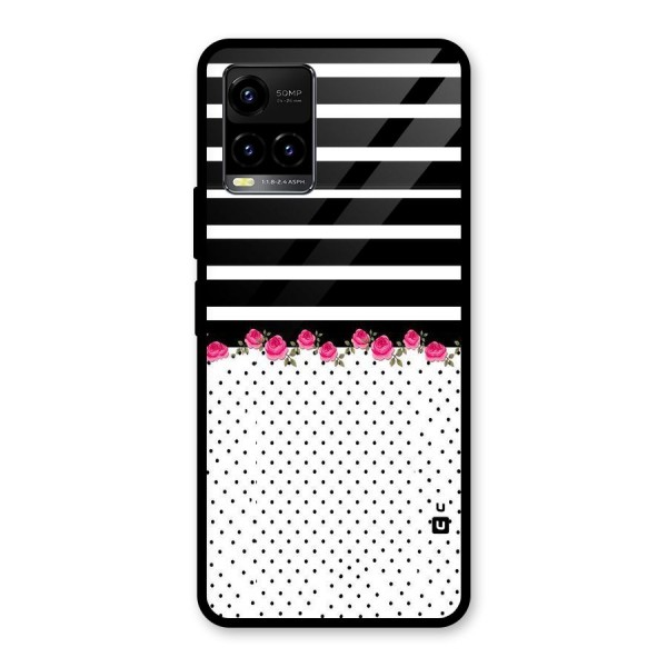 Classic Polka Stripes Glass Back Case for Vivo Y21 2021