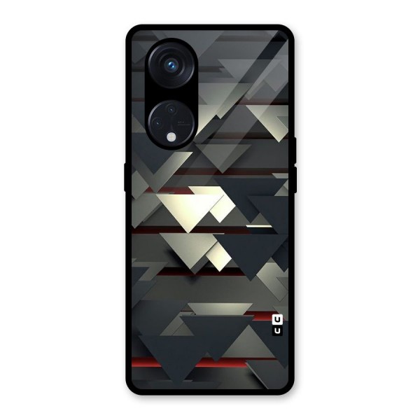 Classic Triangles Design Glass Back Case for Reno8 T 5G