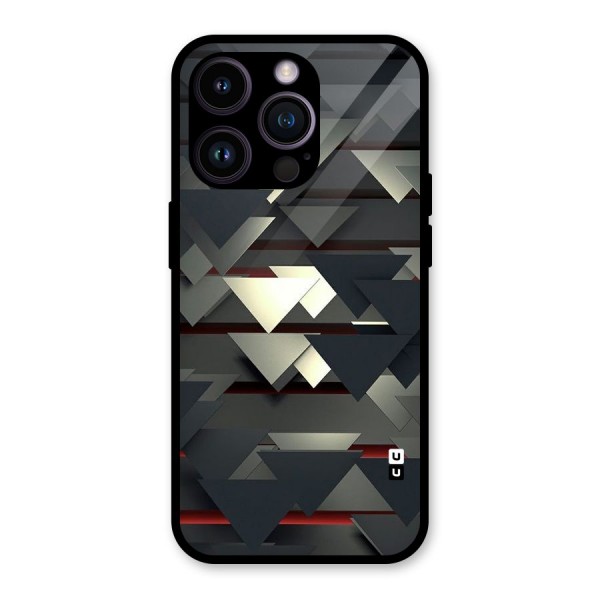 Classic Triangles Design Glass Back Case for iPhone 14 Pro