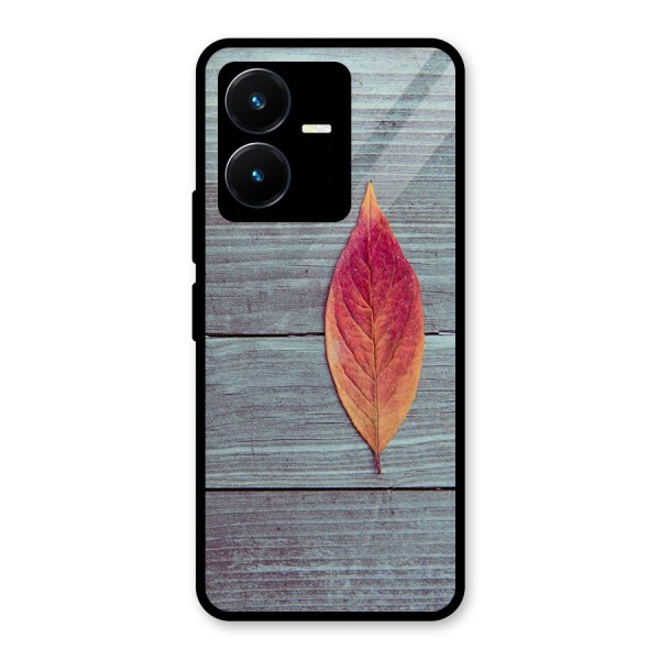 Classic Wood Leaf Glass Back Case for Vivo Y22