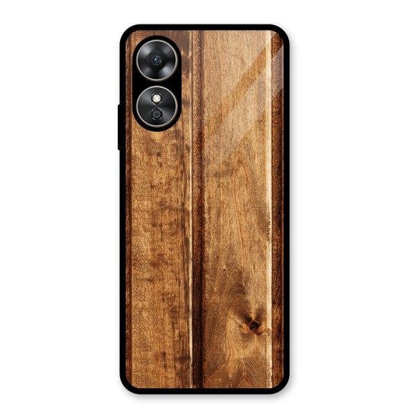 Classic Wood Print Glass Back Case for Oppo A17