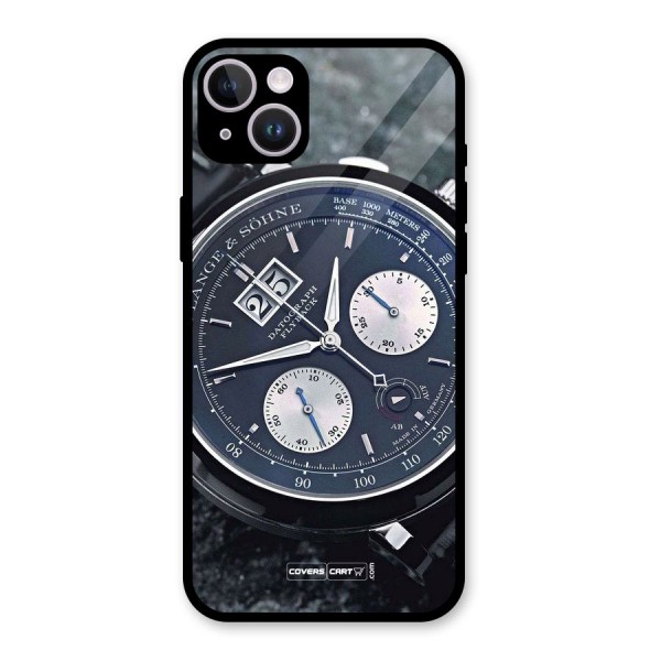 Classic Wrist Watch Glass Back Case for iPhone 14 Plus