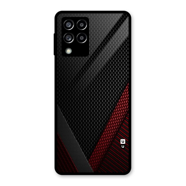 Classy Black Red Design Glass Back Case for Galaxy M53 5G