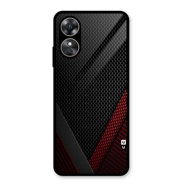 Classy Black Red Design Glass Back Case for Oppo A17