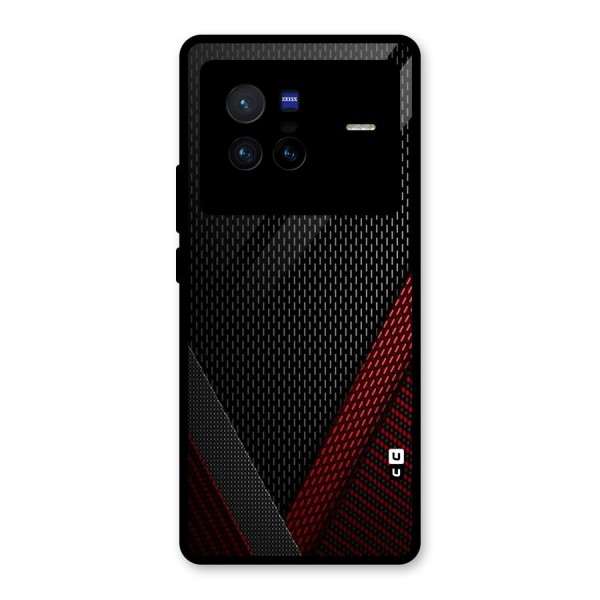 Classy Black Red Design Glass Back Case for Vivo X80