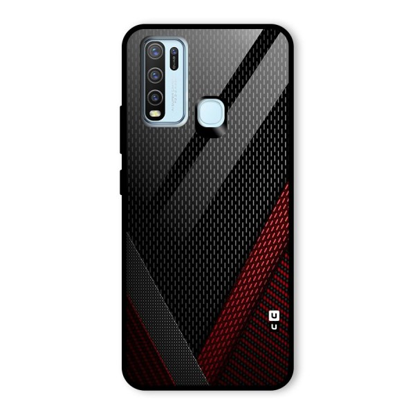 Classy Black Red Design Glass Back Case for Vivo Y30