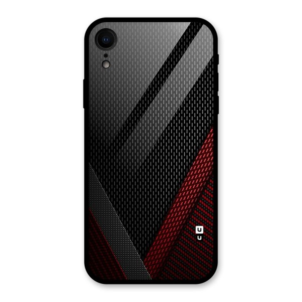 Classy Black Red Design Glass Back Case for XR