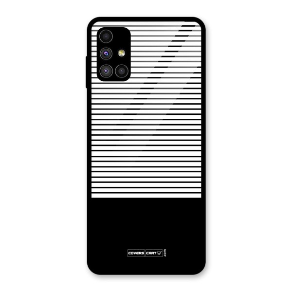 Classy Black Stripes Glass Back Case for Galaxy M51