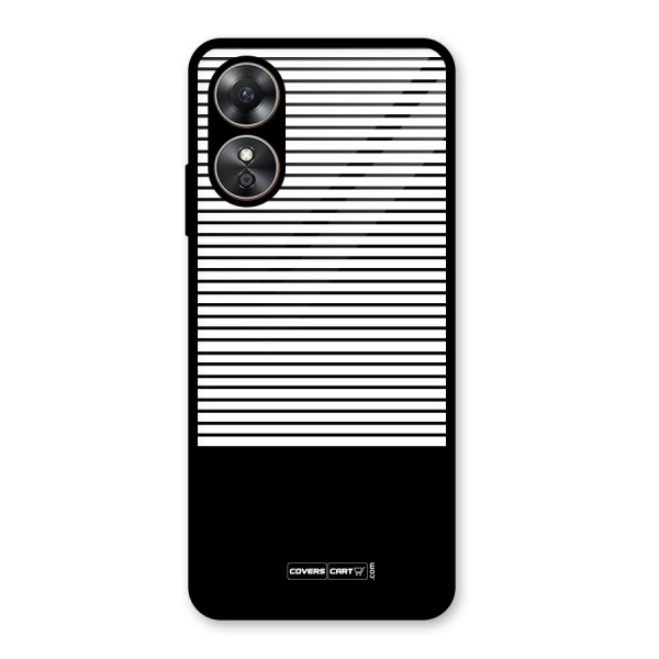 Classy Black Stripes Glass Back Case for Oppo A17