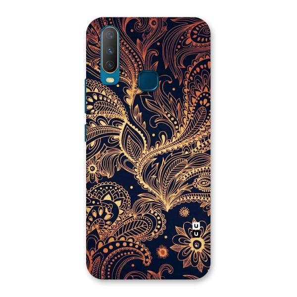 Classy Golden Leafy Design Back Case for Vivo U10