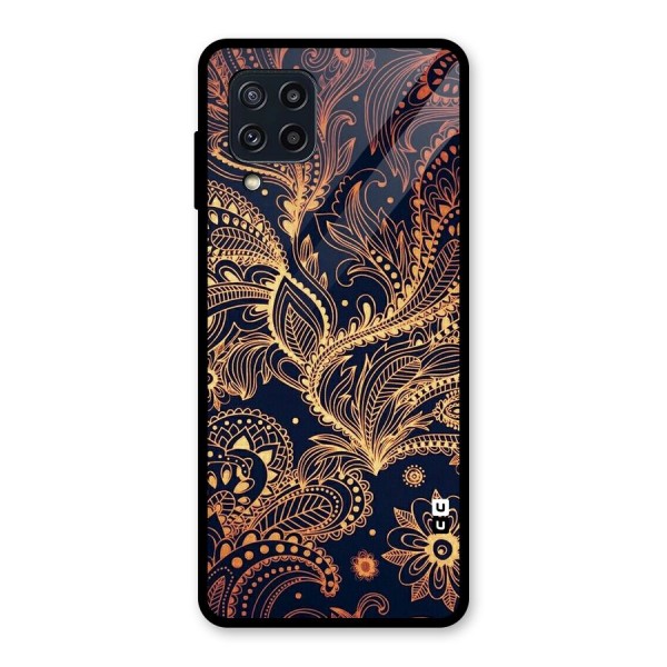 Classy Golden Leafy Design Glass Back Case for Galaxy M32