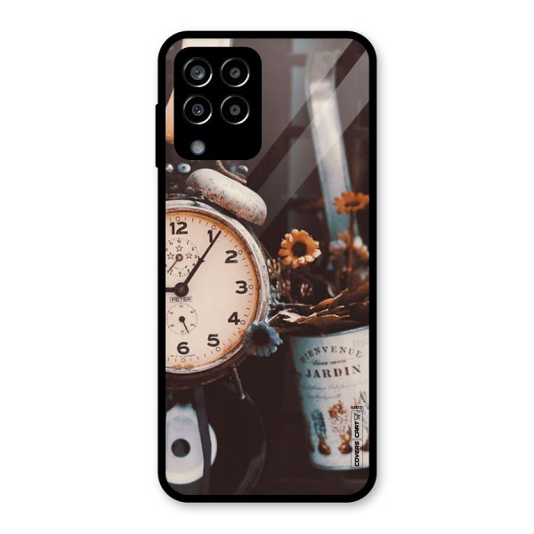 Clock And Flowers Glass Back Case for Galaxy M33