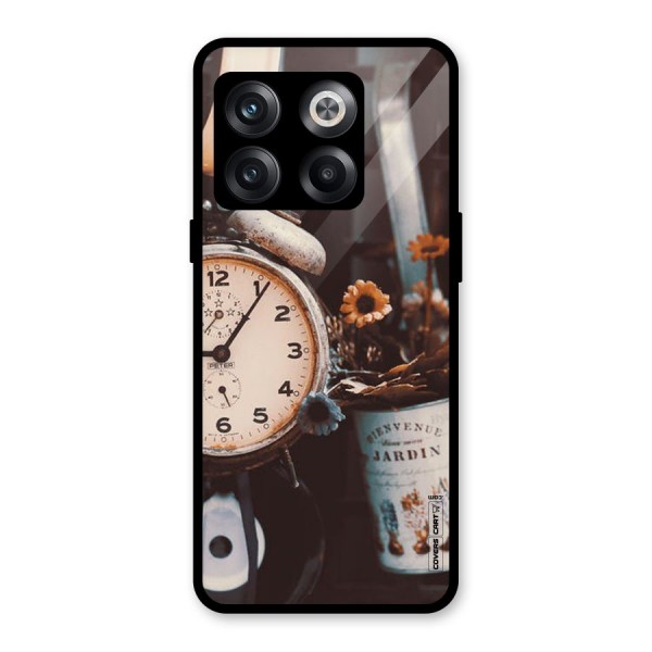 Clock And Flowers Glass Back Case for OnePlus 10T