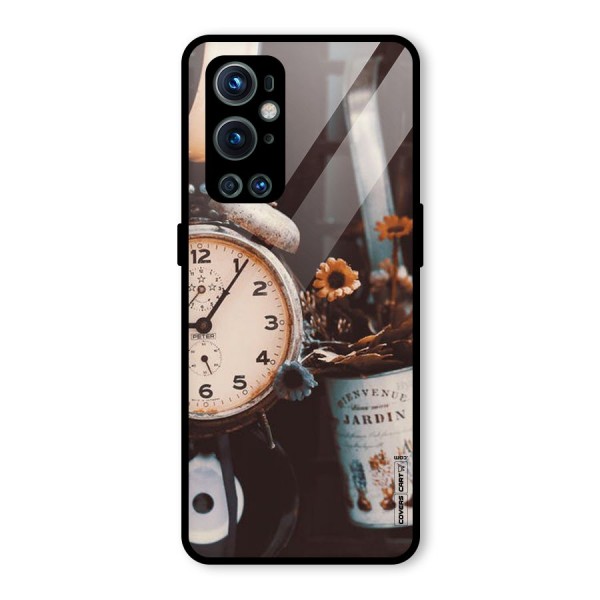 Clock And Flowers Glass Back Case for OnePlus 9 Pro