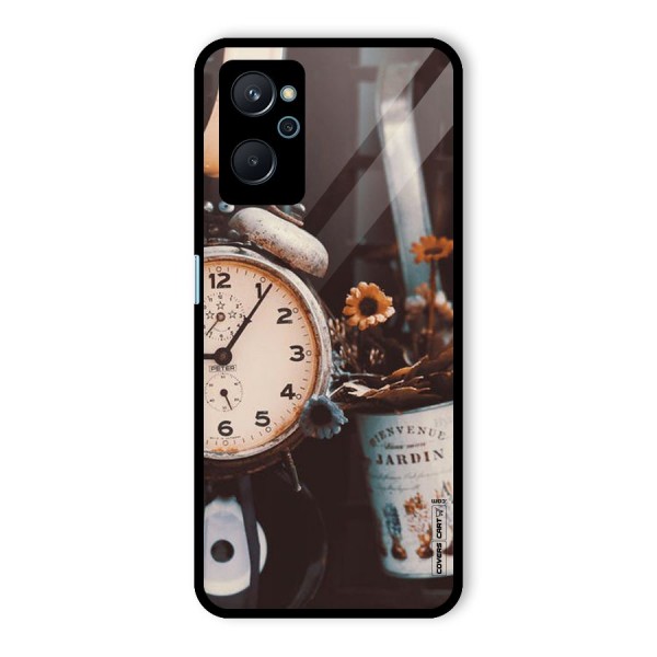 Clock And Flowers Glass Back Case for Realme 9i