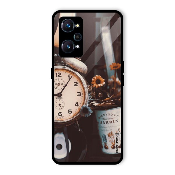 Clock And Flowers Glass Back Case for Realme GT 2