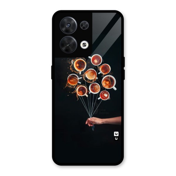 Coffee Balloon Glass Back Case for Oppo Reno8 5G