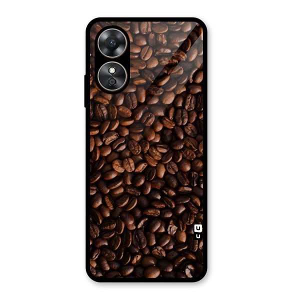 Coffee Beans Scattered Glass Back Case for Oppo A17