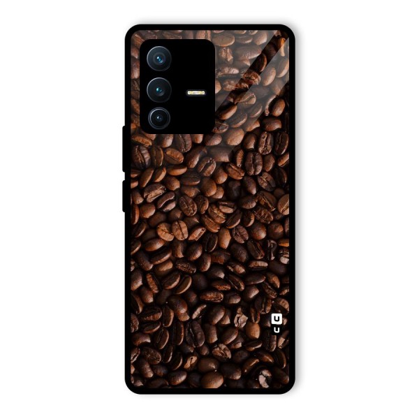 Coffee Beans Scattered Glass Back Case for Vivo V23 Pro