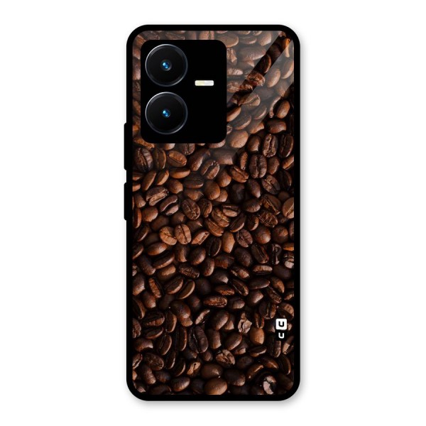 Coffee Beans Scattered Glass Back Case for Vivo Y22