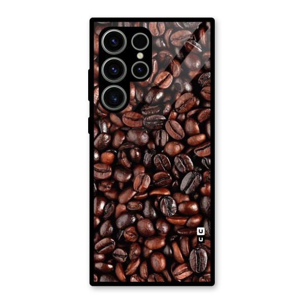 Coffee Beans Texture Glass Back Case for Galaxy S23 Ultra