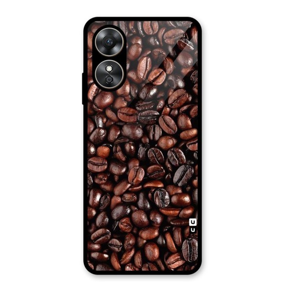 Coffee Beans Texture Glass Back Case for Oppo A17