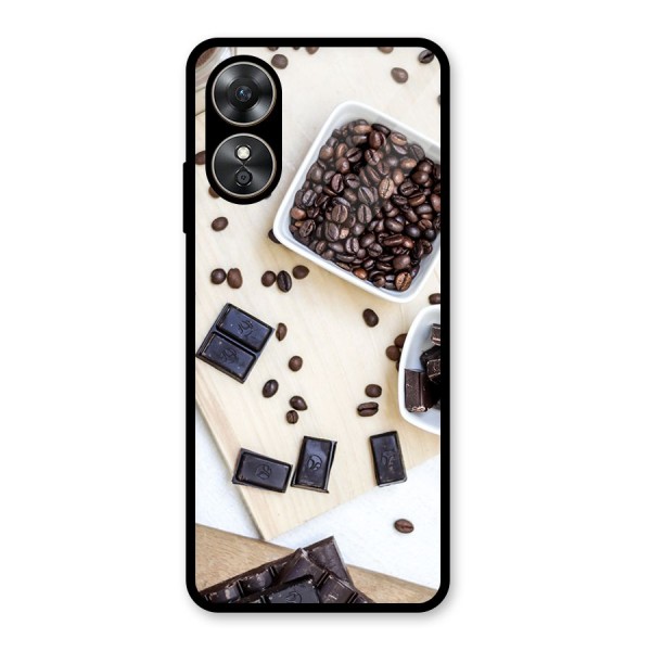 Coffee Beans and Chocolate Glass Back Case for Oppo A17