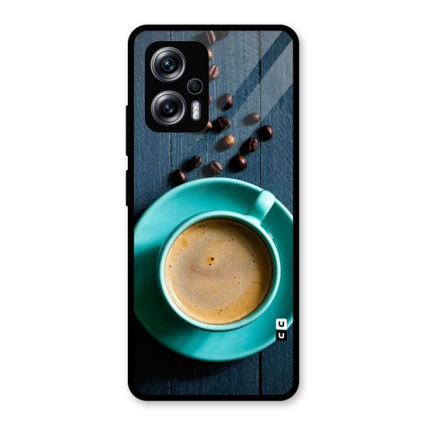 Coffee Beans and Cup Glass Back Case for Redmi K50i