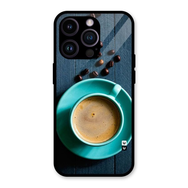 Coffee Beans and Cup Glass Back Case for iPhone 14 Pro