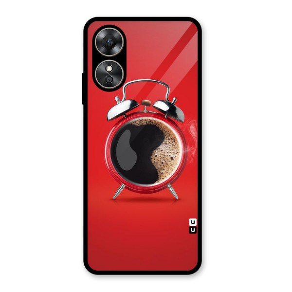 Coffee Clock Glass Back Case for Oppo A17