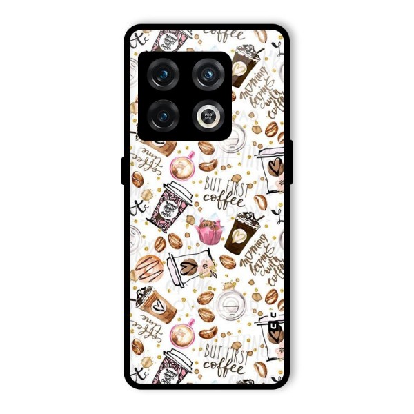 Coffee Pattern Glass Back Case for OnePlus 10 Pro 5G