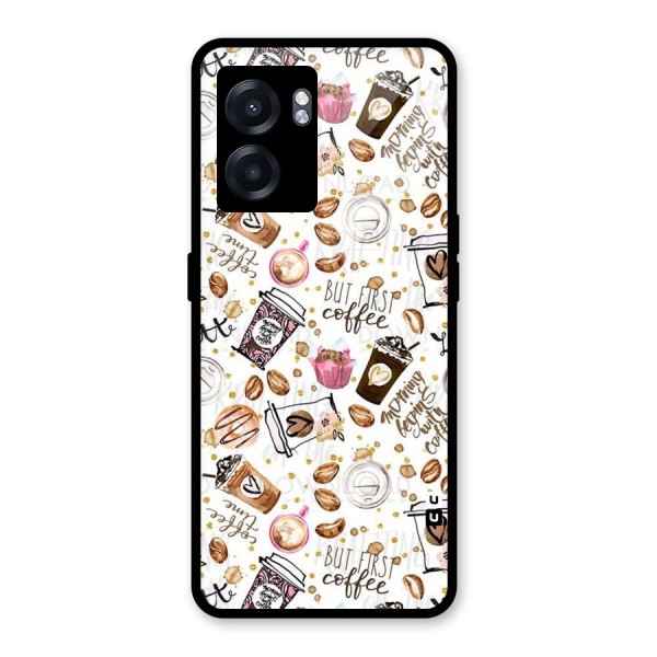 Coffee Pattern Glass Back Case for Oppo K10 (5G)