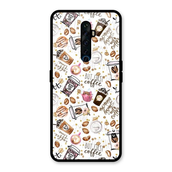 Coffee Pattern Glass Back Case for Oppo Reno2 Z