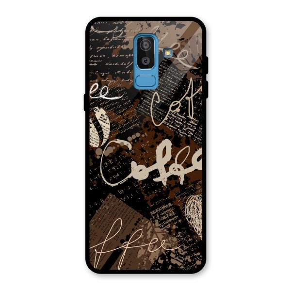 Coffee Scribbles Glass Back Case for Galaxy J8